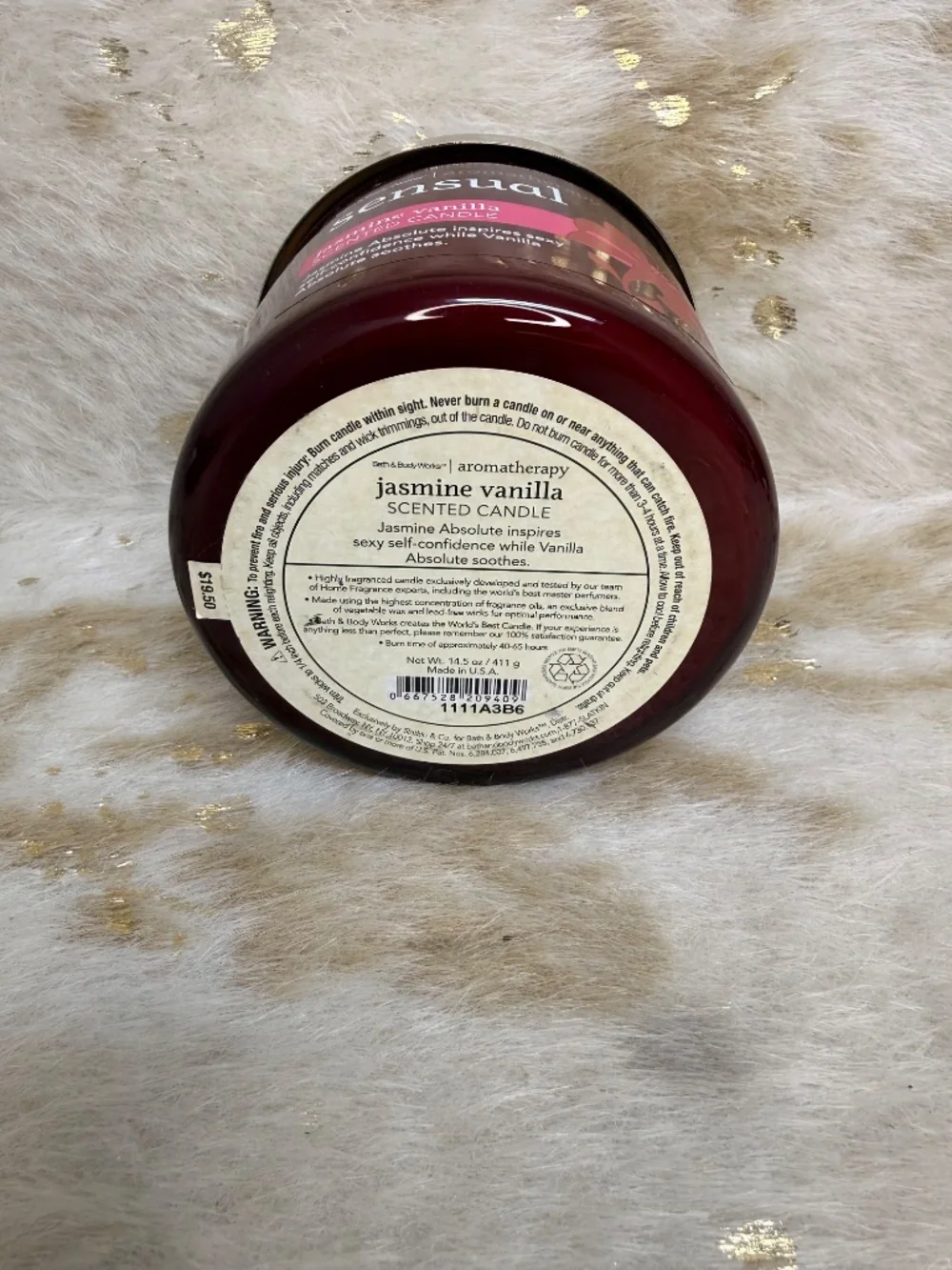 New Rare Disc Bath & Body Jasmine Vanilla 3 Wick Candle Armthrpy Sensual 14.5 oz